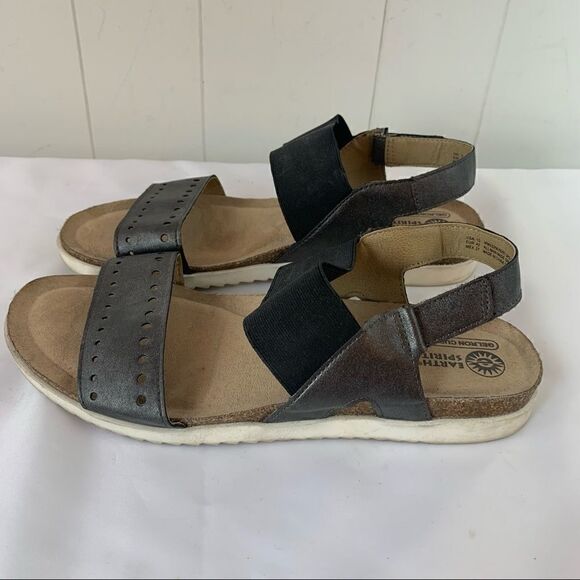 Womens Earth Spirit Size 10 Double Strap Gelron Cushion Platform Sandal Pewter - Picture 3 of 8